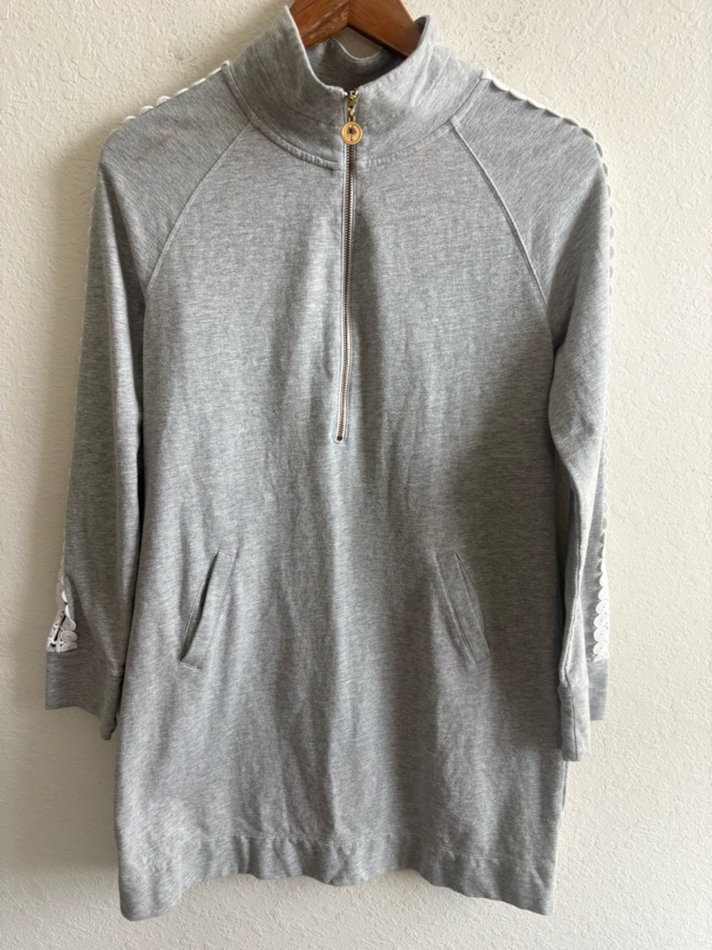 Lilly Pulitzer Skipper Solid Gray Popover Dress Size Medium